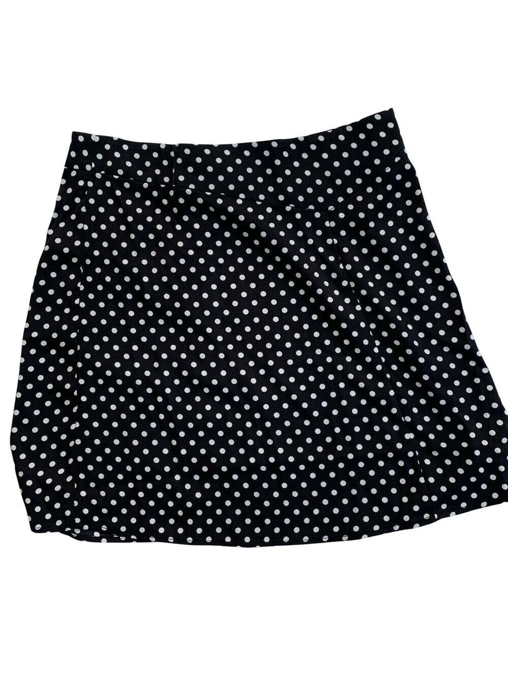 BCBGMaxazria Zip Skirt Black Polka Dot 4 NWT $78